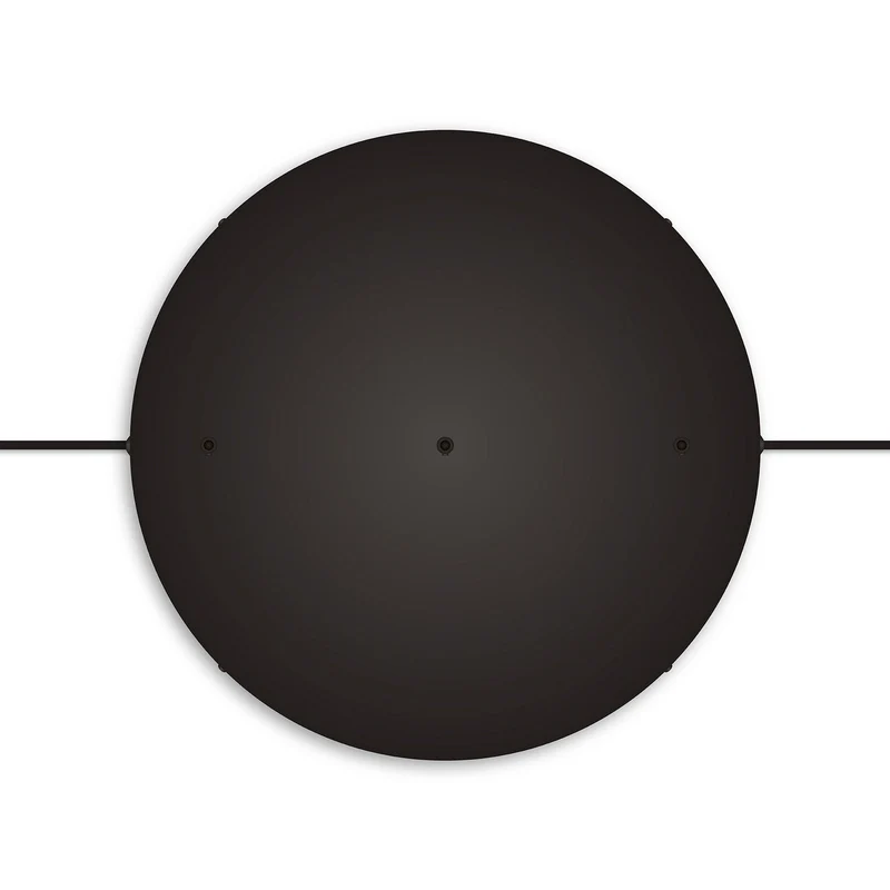 Pavillon rond en aluminium Ø 50 cm avec équerre et Câble de mise à la terre, avec 3 trous en ligne frontaux - Noir