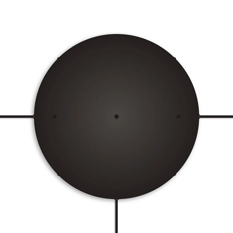 Pavillon rond en aluminium Ø 50 cm avec équerre et Câble de mise à la terre, avec 3 trous en ligne frontaux - Noir