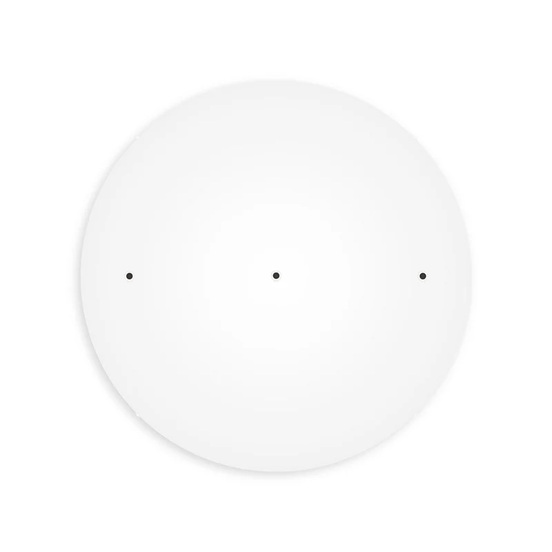 Pavillon rond en aluminium Ø 50 cm avec équerre et Câble de mise à la terre, avec 3 trous en ligne frontaux - Blanc Mat