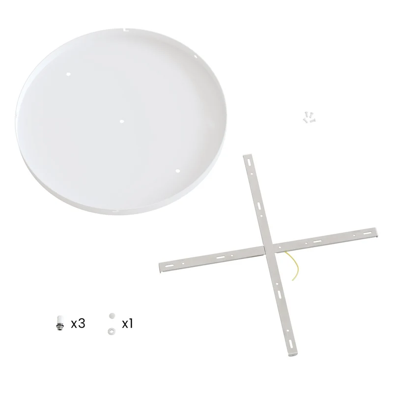 Pavillon rond en aluminium Ø 50 cm avec équerre et Câble de mise à la terre, avec 3 trous en ligne frontaux - Blanc Mat