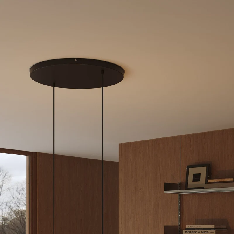 Pavillon rond en aluminium Ø 50 cm avec équerre et Câble de mise à la terre, avec 2 trous frontaux - Noir