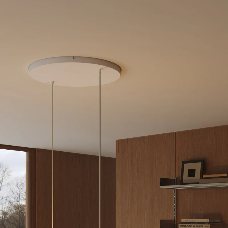Pavillon rond en aluminium Ø 50 cm avec étrier et câble de mise à la terre, avec 2 trous frontaux - Blanc Mat