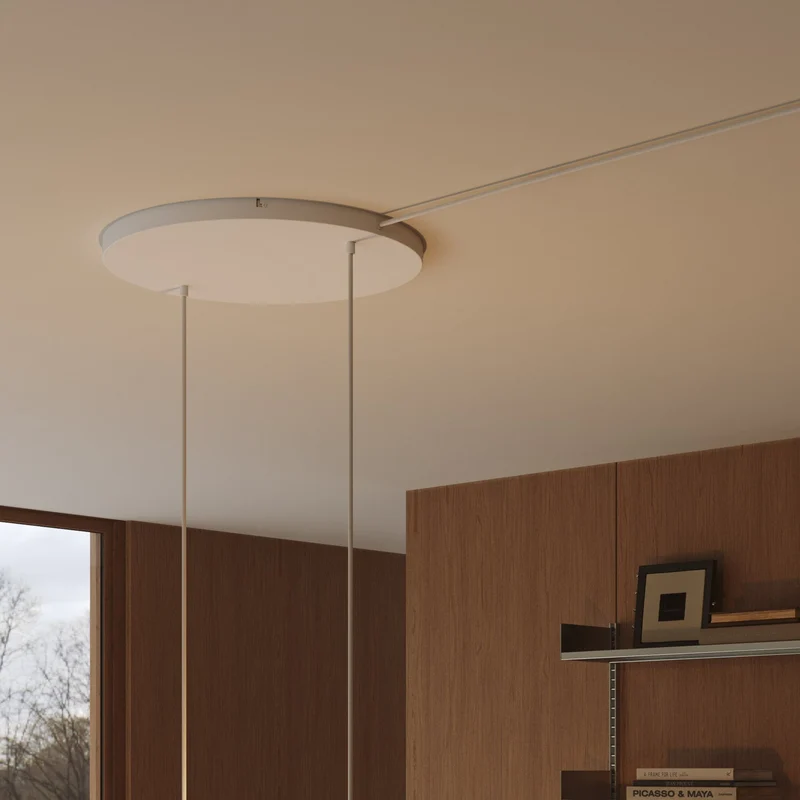 Pavillon rond en aluminium Ø 50 cm avec étrier et câble de mise à la terre, avec 2 trous frontaux - Blanc Mat
