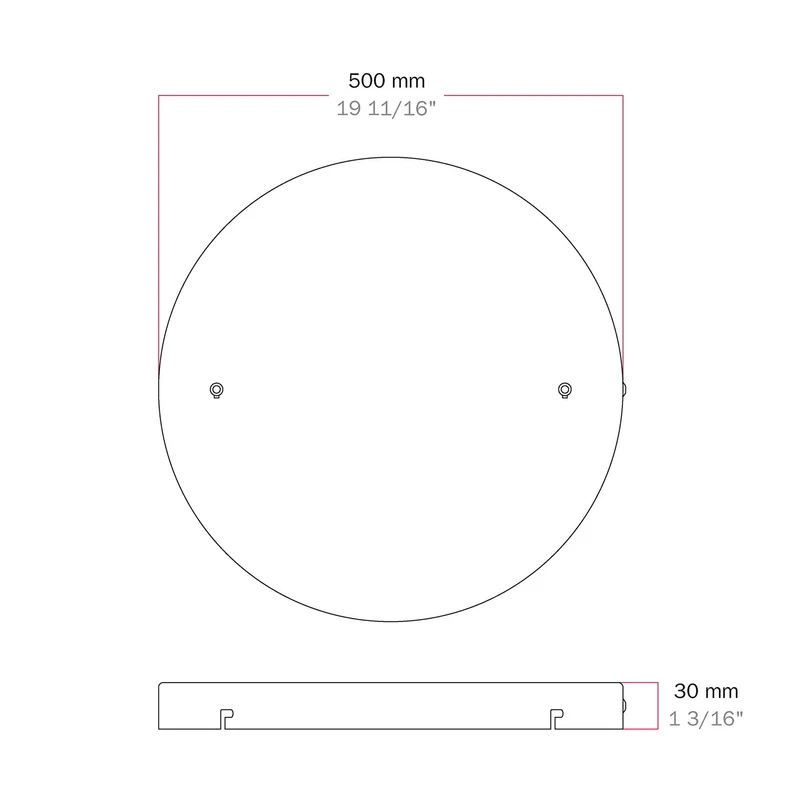 Pavillon rond en aluminium Ø 50 cm avec étrier et câble de mise à la terre, avec 2 trous frontaux - Blanc Mat