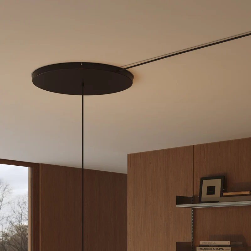Pavillon rond en aluminium Ø 50 cm avec équerre et Câble de mise à la terre, avec 1 trou frontal - Noir