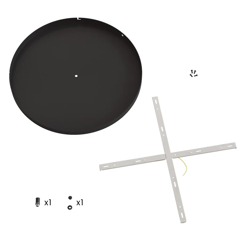 Pavillon rond en aluminium Ø 50 cm avec équerre et Câble de mise à la terre, avec 1 trou frontal - Noir