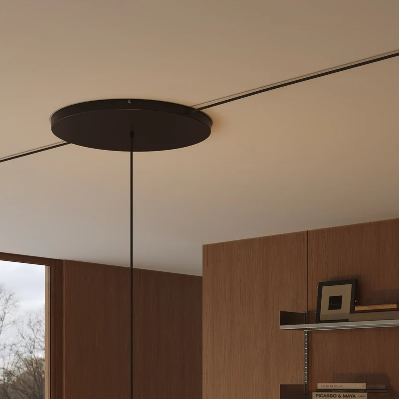 Pavillon rond en aluminium Ø 50 cm avec équerre et Câble de mise à la terre, avec 1 trou frontal - Noir