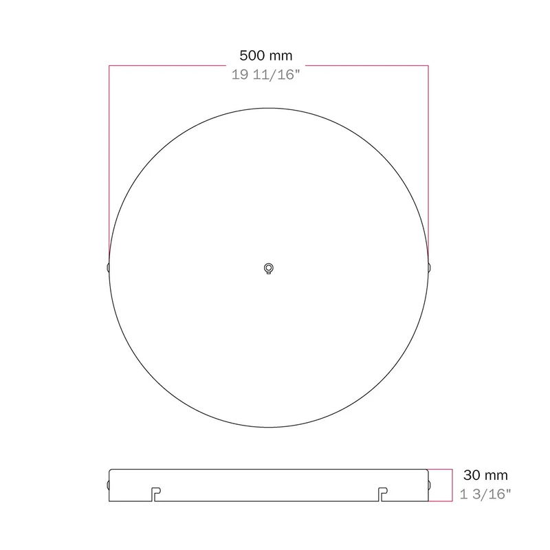Pavillon rond en aluminium Ø 50 cm avec équerre et Câble de mise à la terre, avec 1 trou frontal - Noir