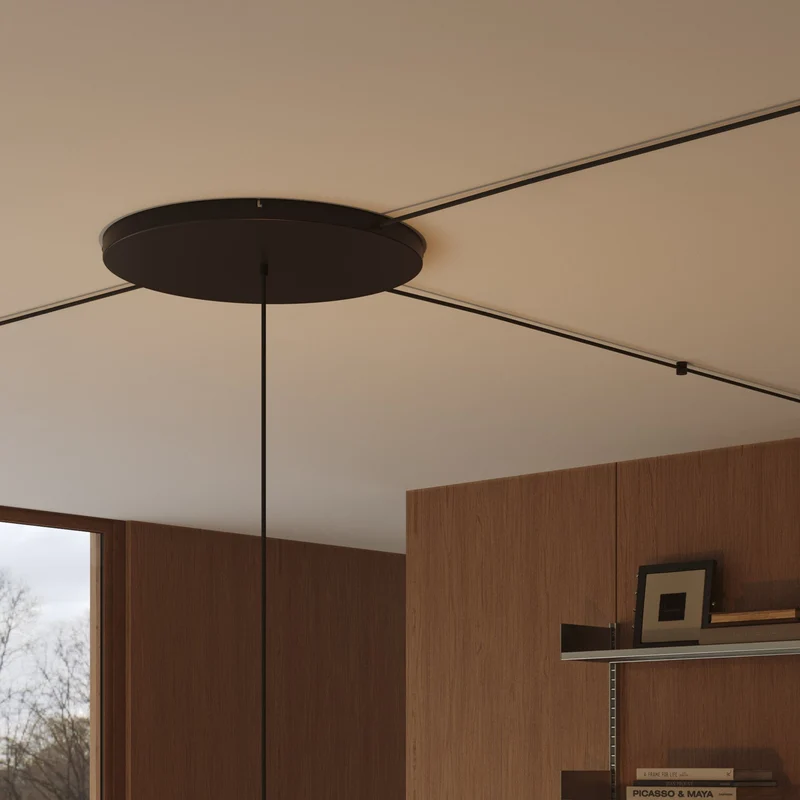 Pavillon rond en aluminium Ø 50 cm avec équerre et Câble de mise à la terre, avec 1 trou frontal - Noir