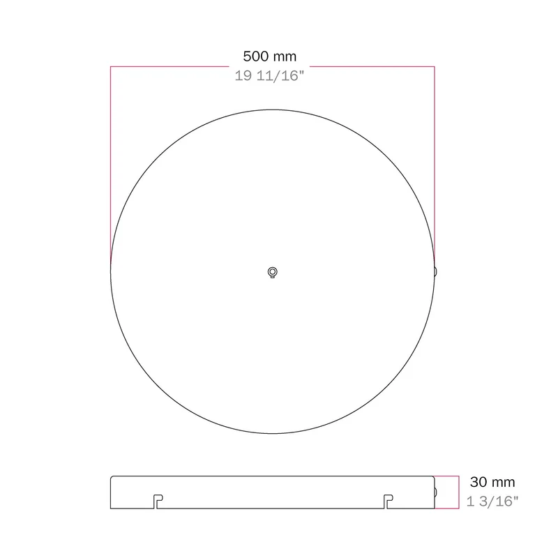 Pavillon rond en aluminium Ø 50 cm avec étrier et câble de mise à la terre, avec 1 trou frontal - Blanc Mat