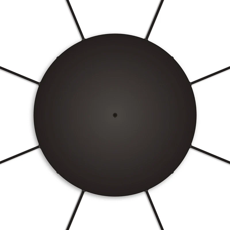 Pavillon rond en aluminium Ø 50 cm avec équerre et Câble de mise à la terre, avec 8 trous latéraux - Noir