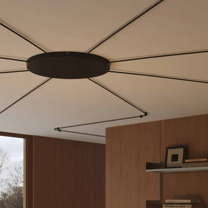 Pavillon rond en aluminium Ø 50 cm avec équerre et Câble de mise à la terre, avec 8 trous latéraux - Noir
