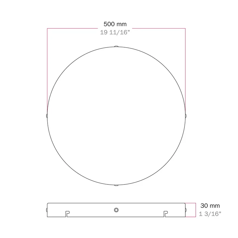 Pavillon rond en aluminium Ø 50 cm avec étrier et câble de mise à la terre, avec 4 trous latéraux - Blanc Mat