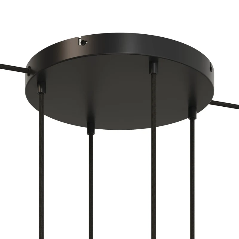 Pavillon rond en aluminium Ø 30 cm avec équerre et Câble de mise à la terre, avec 4 trous frontaux - Noir