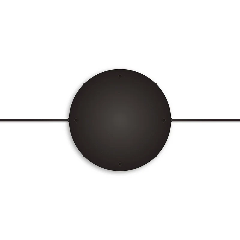 Pavillon rond en aluminium Ø 30 cm avec équerre et Câble de mise à la terre, avec 4 trous frontaux - Noir