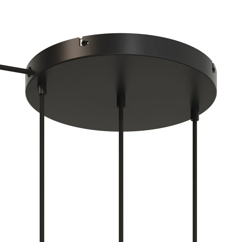 Pavillon rond en aluminium Ø 30 cm avec équerre et Câble de mise à la terre, avec 3 trous frontaux - Noir