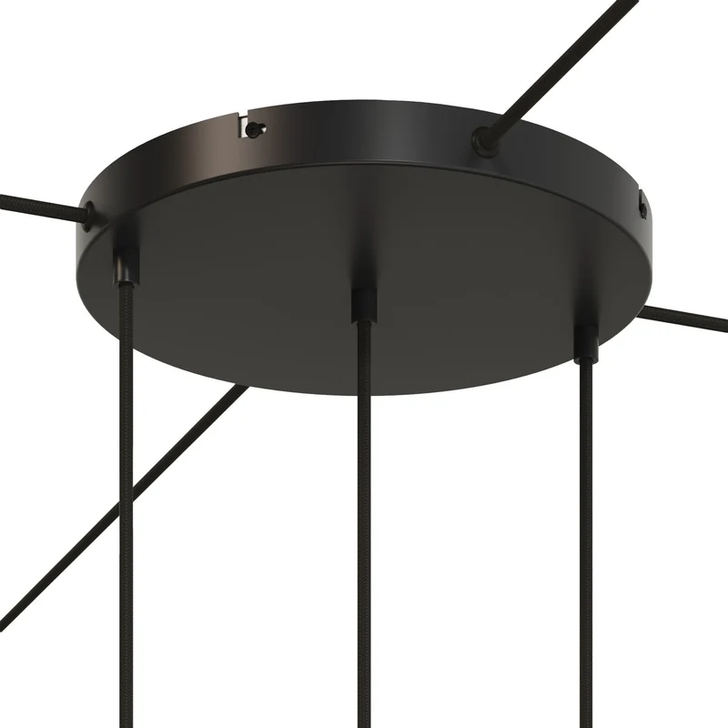 Pavillon rond en aluminium Ø 30 cm avec équerre et Câble de mise à la terre, avec 3 trous frontaux - Noir
