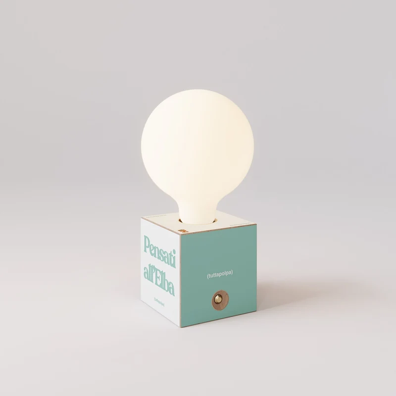 Lampe à batterie Cabless03 « Pensati all’Elba » avec ampoule globe effet porcelaine - Tuttapolpa
