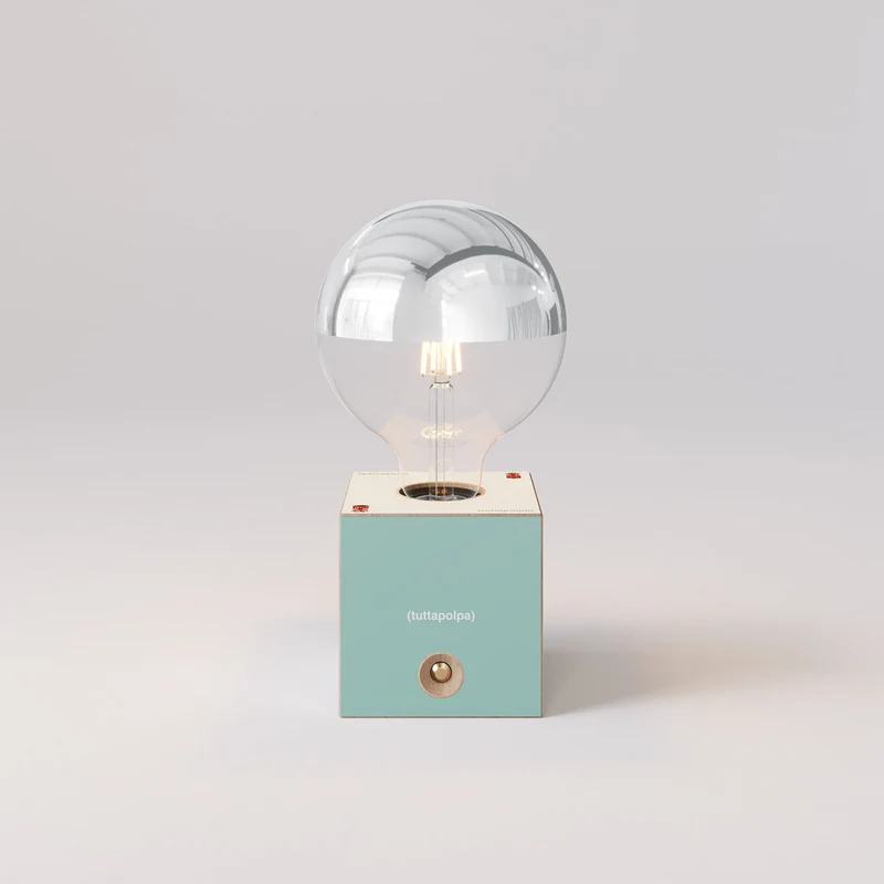 Lampe à batterie Cabless03 « Pensati all’Elba » avec ampoule globe demi-sphère argent - Tuttapolpa