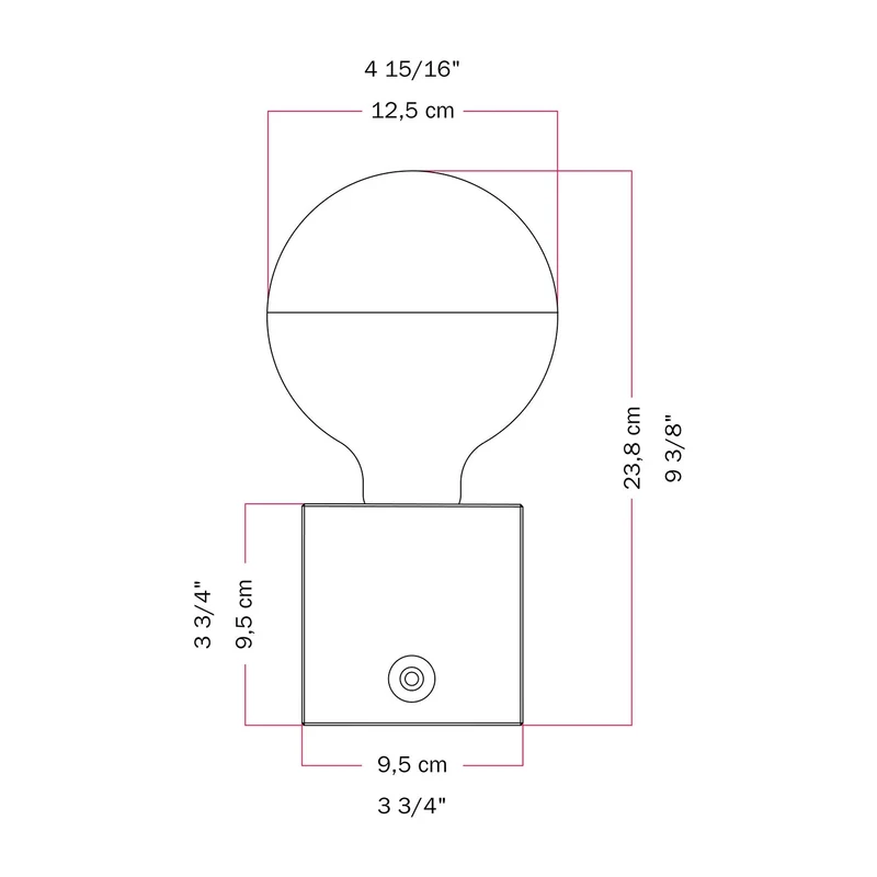 Lampe à batterie Cabless03 « Pensati all’Elba » avec ampoule globe demi-sphère argent - Tuttapolpa