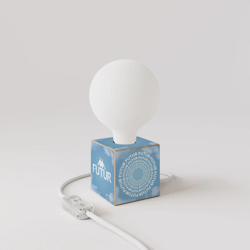 Lampe de table Cubetto "Futur" avec Ampoule globe effet porcelaine - Futur festival