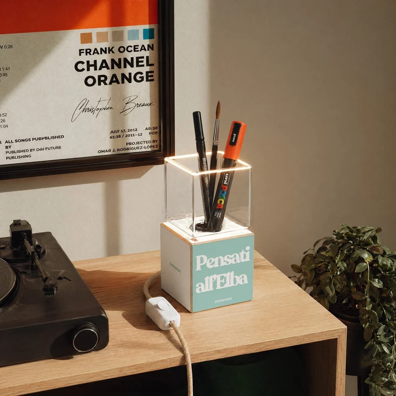 Lampe de table Cubetto « Pensati all’Elba » avec Ampoule Ghost - Tuttapolpa