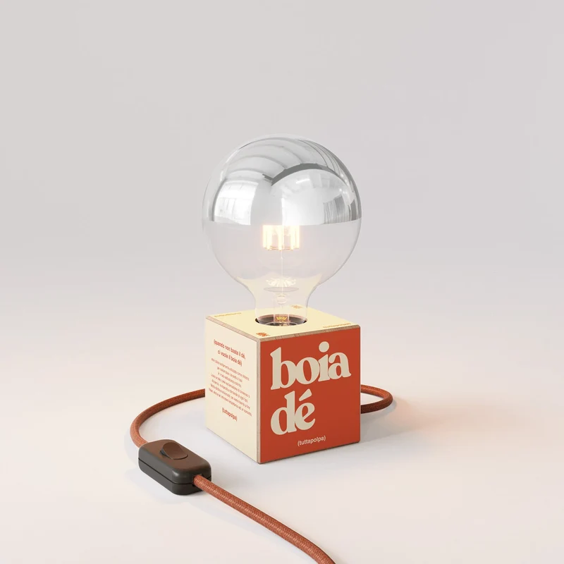 Lampe de table Cubetto "Boia de" avec Ampoule globe demi-sphère argent - Tuttapolpa