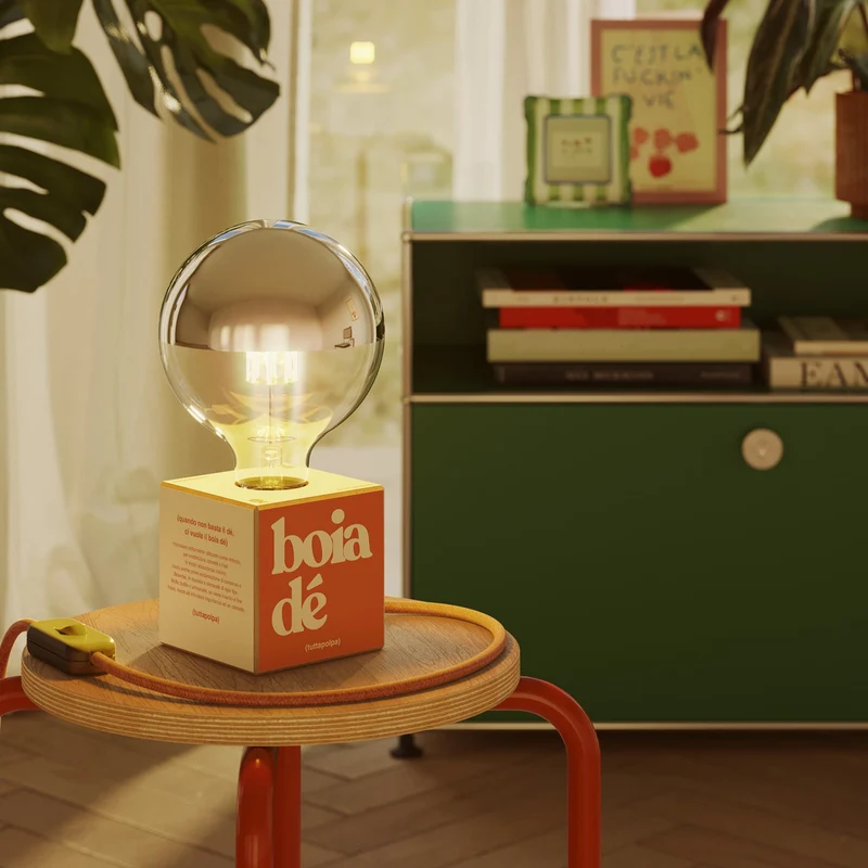 Lampe de table Cubetto "Boia de" avec Ampoule globe demi-sphère argent - Tuttapolpa
