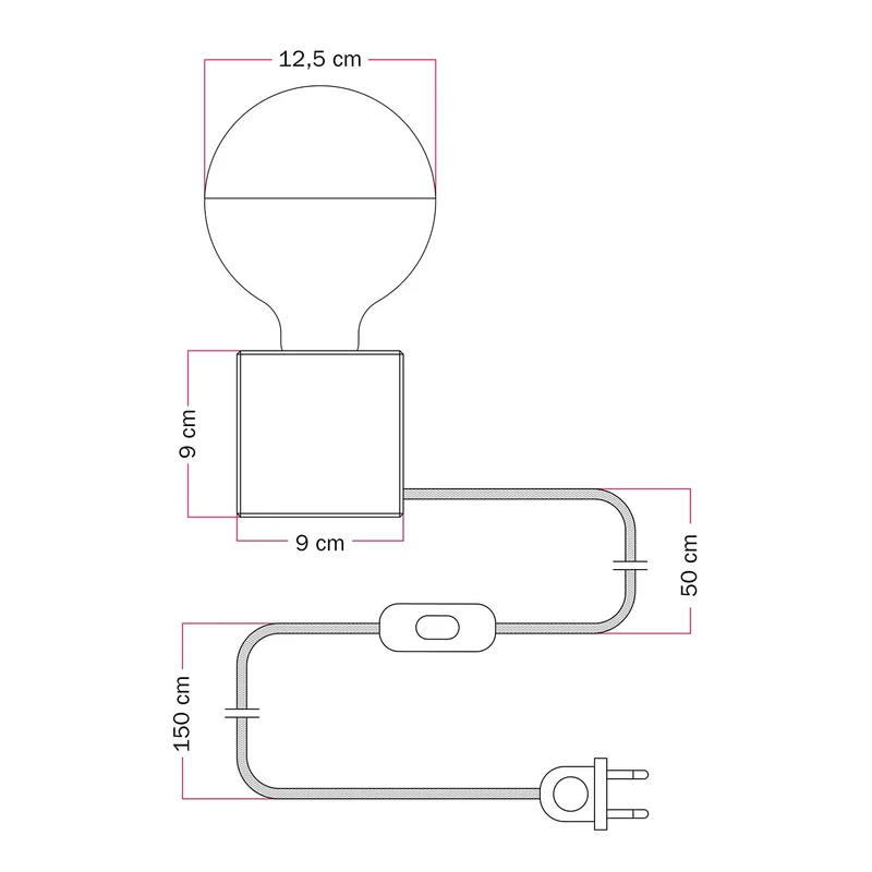 Lampe de table Cubetto « Fai ammodino » avec ampoule globe demi-sphère argent - Tuttapolpa