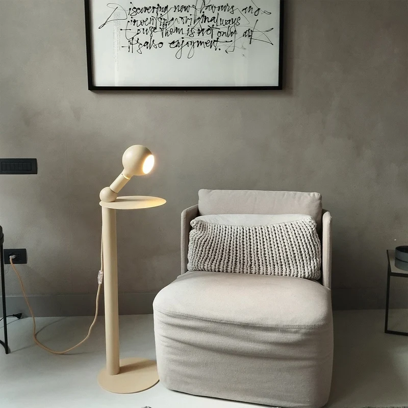 Rocco - Lampe sur pied avec ampoule Camo - Crème