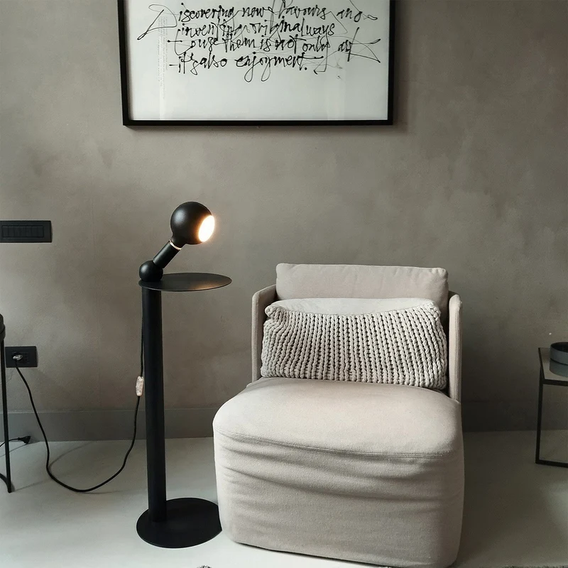Rocco - Lampe sur pied avec ampoule Camo - Noir