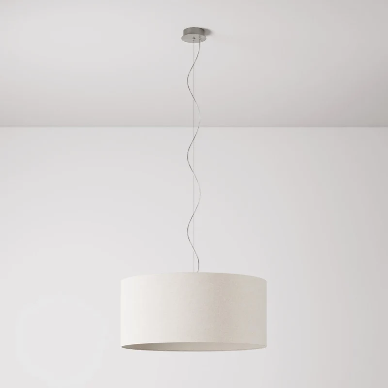 Lampe à suspension avec abat-jour en tissu Cylindre Large - Fabriqué en Italie - Laine Sable