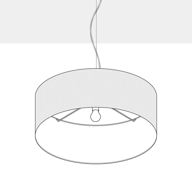 Lampe à suspension avec abat-jour en tissu Cylindre Large - Fabriqué en Italie - Laine Sable