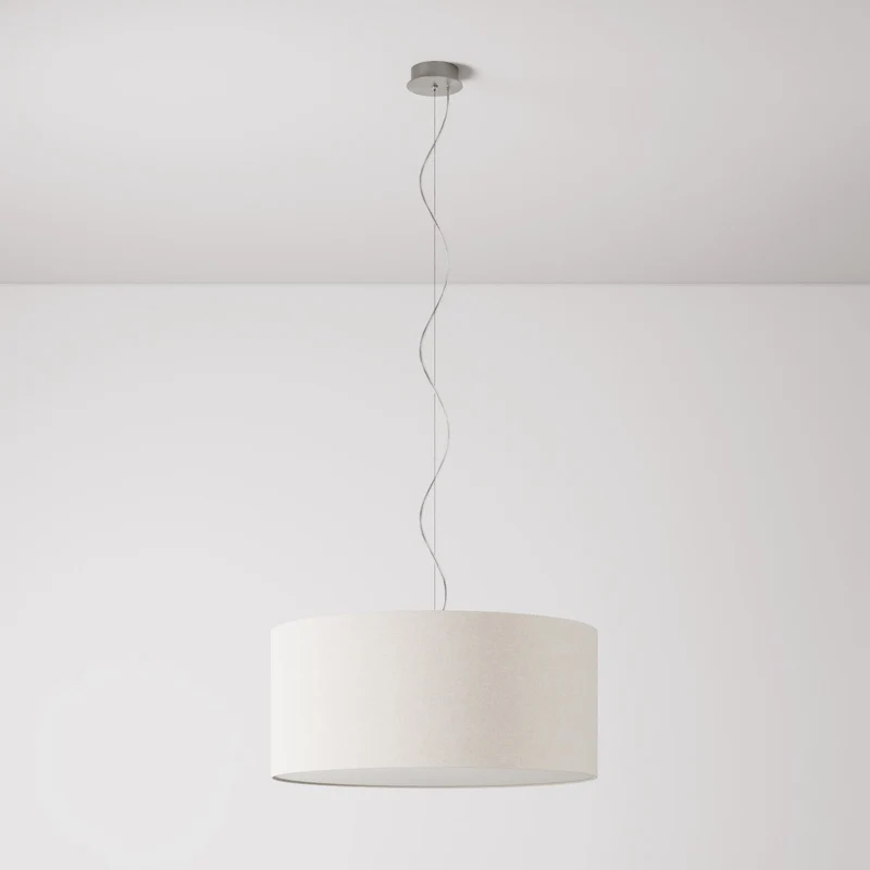 Lampe à suspension avec abat-jour en tissu Cylindre Large - Fabriqué en Italie - Laine Sable
