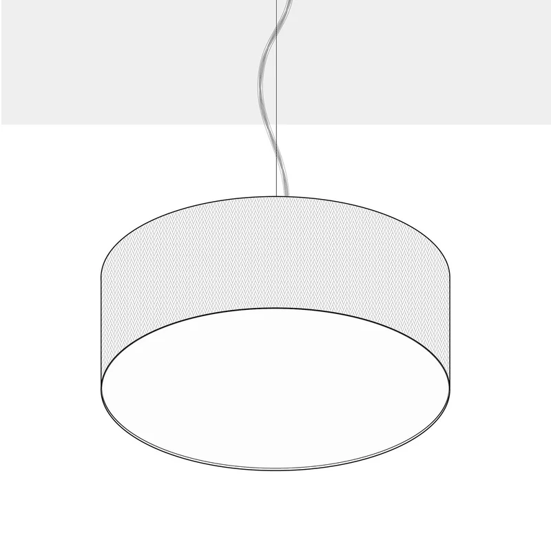 Lampe à suspension avec abat-jour en tissu Cylindre Large - Fabriqué en Italie - Laine Sable