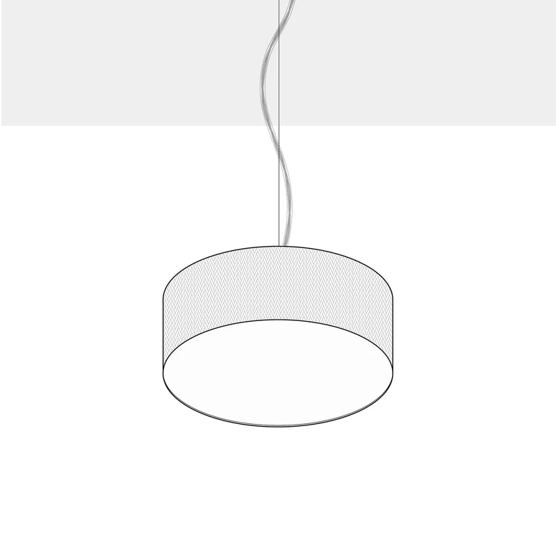 Suspension avec abat-jour en tissu Cylindre Small - Fabriqué en Italie - Laine Sable