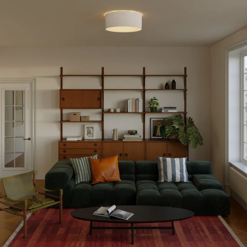 Plafonnier en tissu Medium Slim - Fabriqué en Italie - Laine Sable