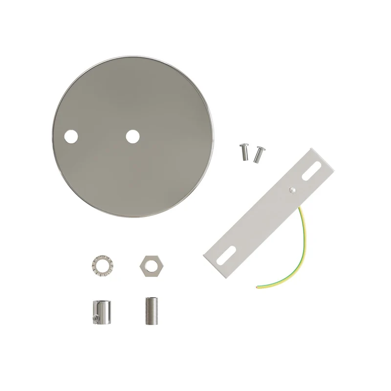 Kit pavillon cylindrique en métal Ø 120 mm à 2 trous centraux et décentrés - Chrome