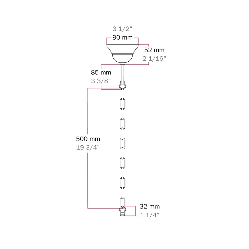 Kit complet suspension vintage : Pavillon en fer et Chaîne Gênoise - 50 cm