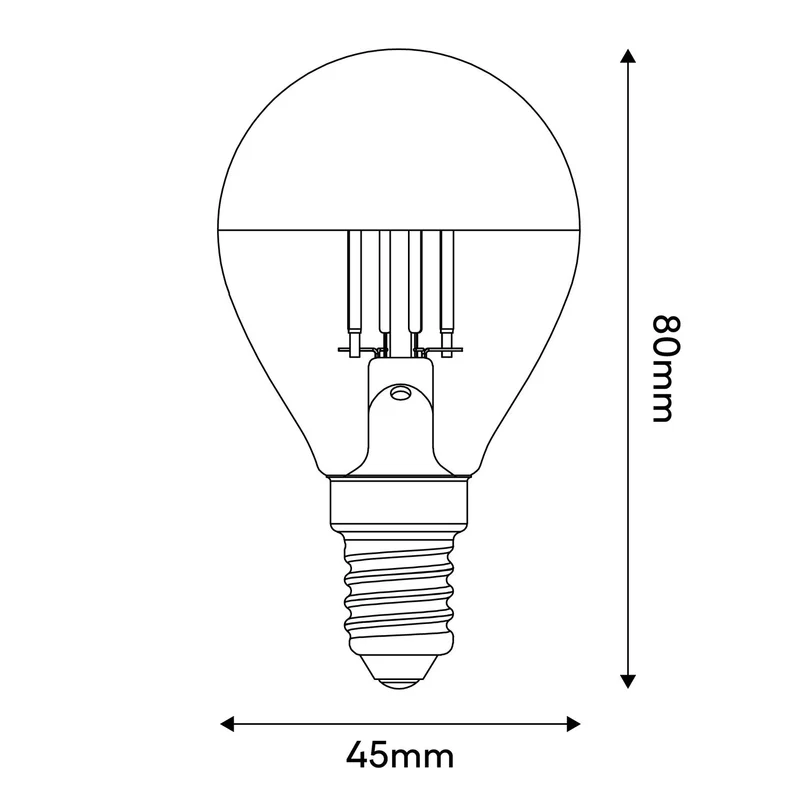 Ampoule LED Demi-Sphère Argent Mini Globe G45 4,8W 380Lm E14 2700K Dimmable - A01