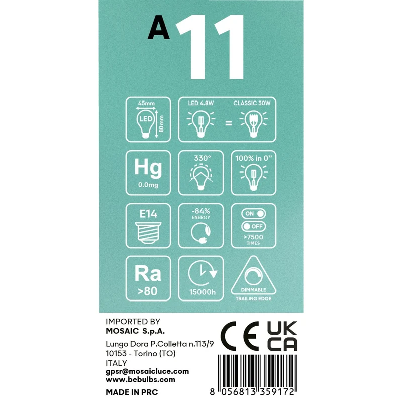 Ampoule LED Demi-sphère Or Mini Globe G45 4,8W 380Lm E14 2700K Dimmable - A11