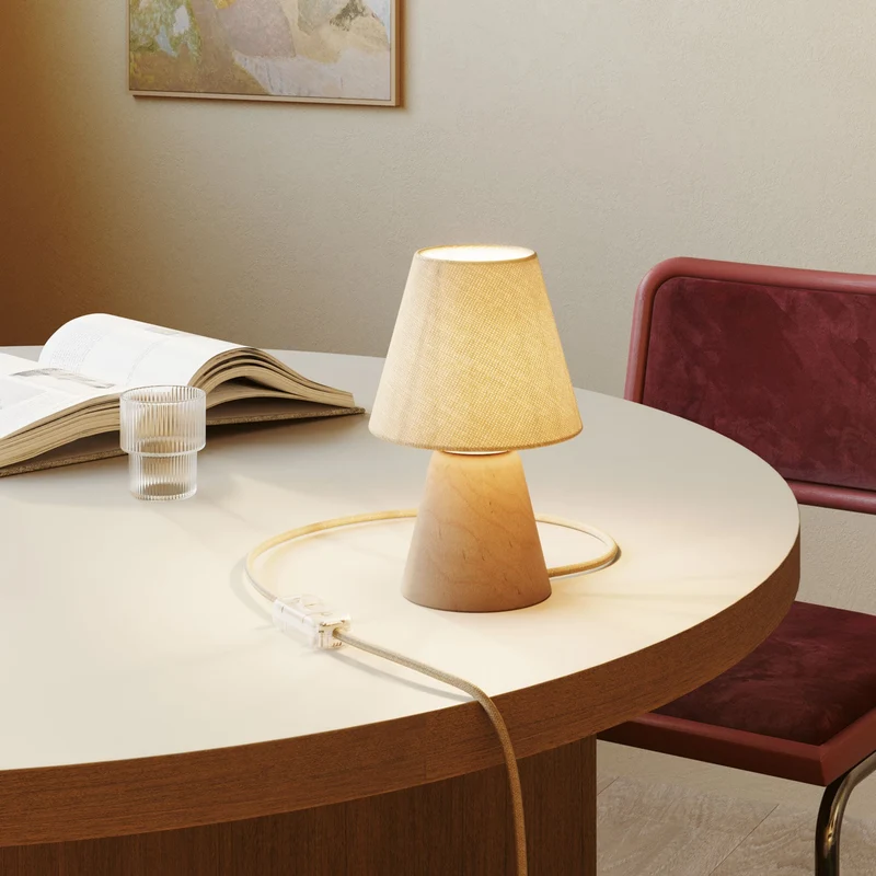 Socle de lampe en bois - Cône