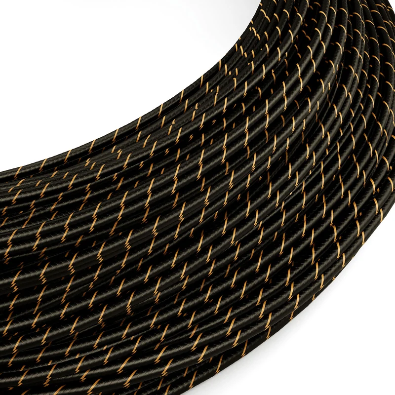 Câble électrique Extra Low Voltage revêtu de tissu Noir et Or Vertigo ERM42