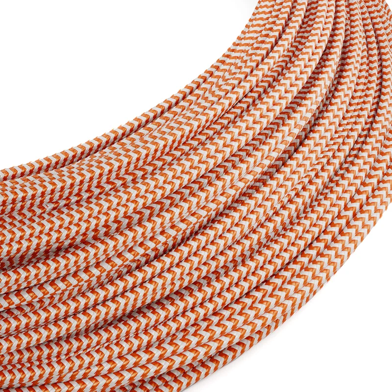Câble électrique Extra Low Voltage gainé de tissu Zig Zag Blanc Orange RZ15
