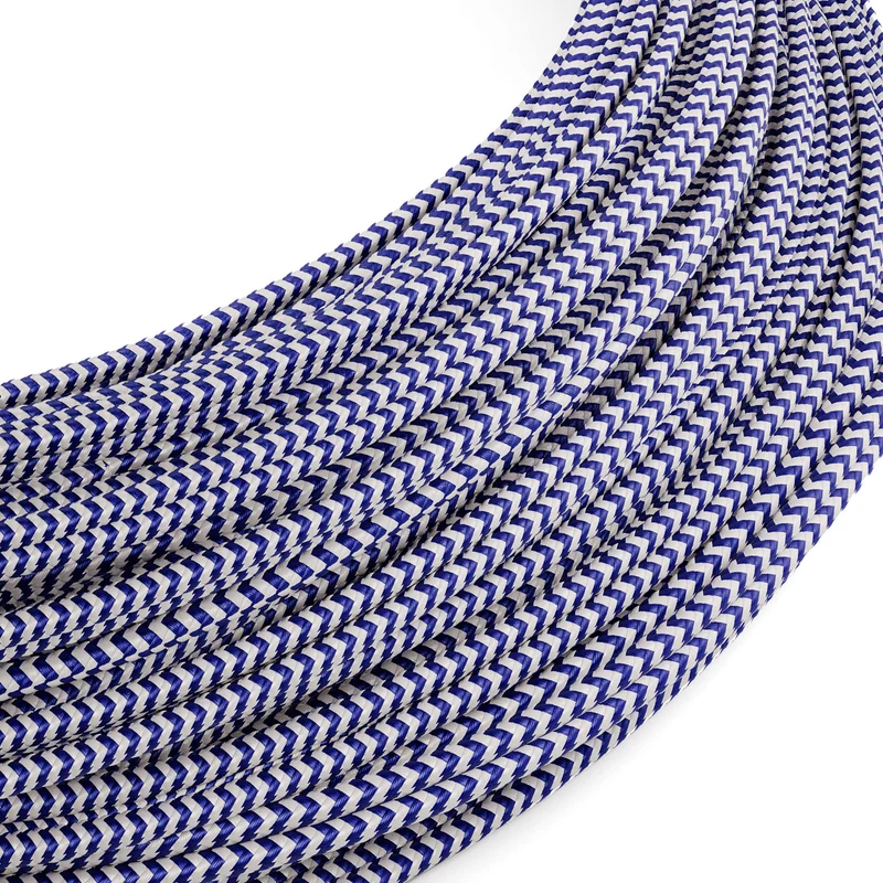 Câble électrique Extra Low Voltage revêtu de tissu Zig Zag Blanc Bleu RZ12
