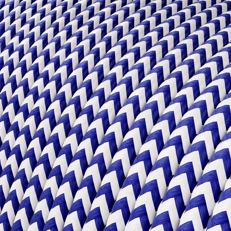 Câble électrique Extra Low Voltage revêtu de tissu Zig Zag Blanc Bleu RZ12