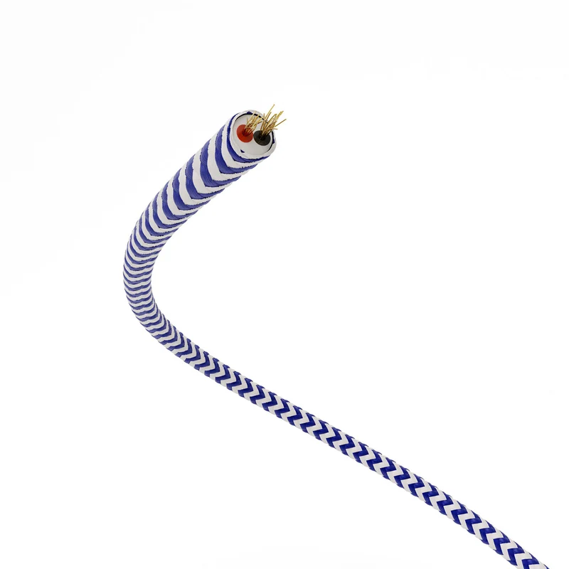 Câble électrique Extra Low Voltage revêtu de tissu Zig Zag Blanc Bleu RZ12