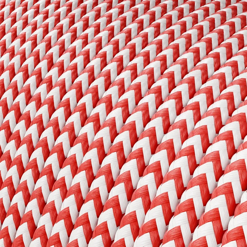 Câble électrique Extra Low Voltage revêtu de tissu Zig Zag Blanc Rouge RZ09