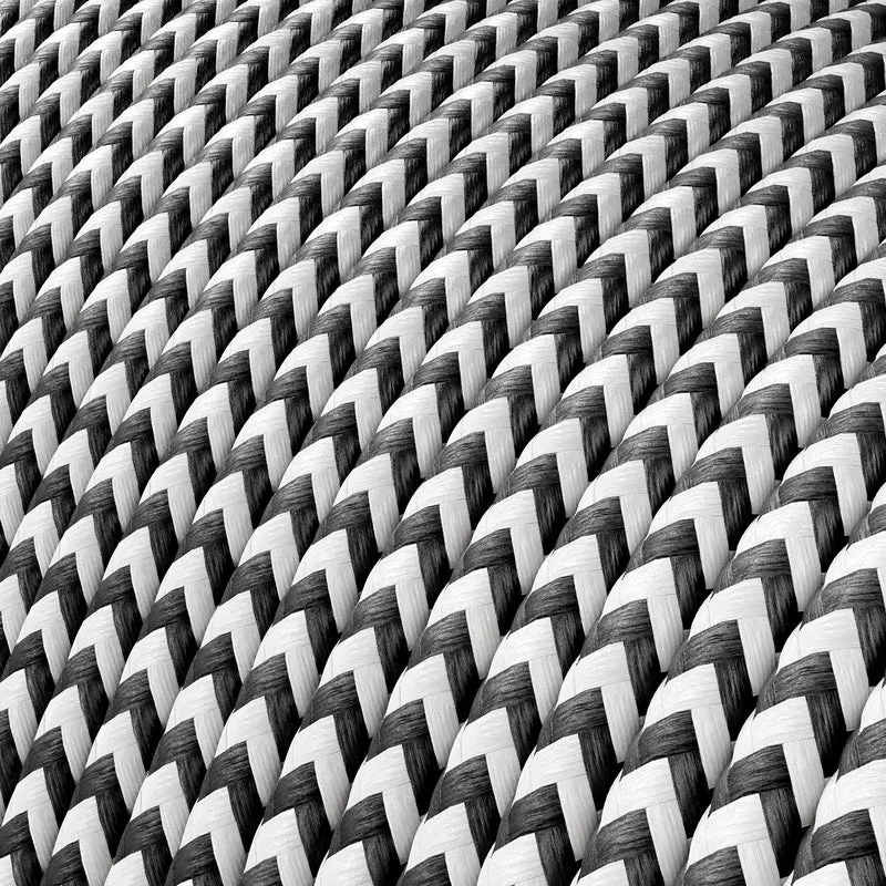 Câble électrique Extra Low Voltage revêtu de tissu Zig Zag Blanc Noir RZ04