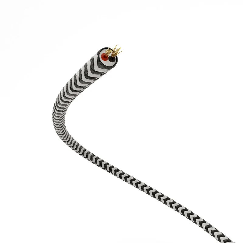 Câble électrique Extra Low Voltage revêtu de tissu Zig Zag Blanc Noir RZ04